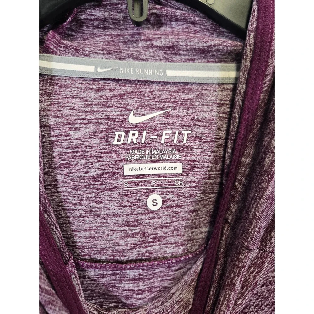 Nike Dri-Fit Running Cowl Neck Hoodie Heathered Purple Activewear Top Small